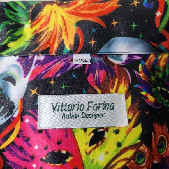 Vittorio Farino Colorful Button Up Shirt. Mardi Gras Vibrant. Masks Colorful XX - Picture 10 of 12